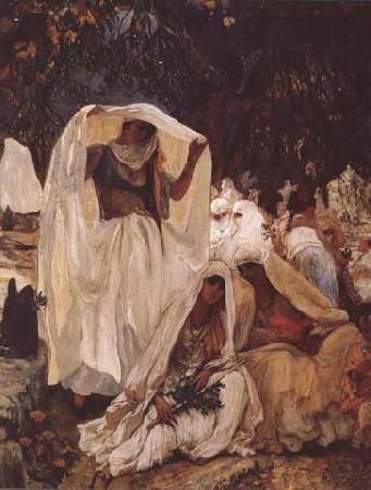 Frederick Arthur Bridgman Fete du Prophete au cimetiere de Blidah (mk32) oil painting picture